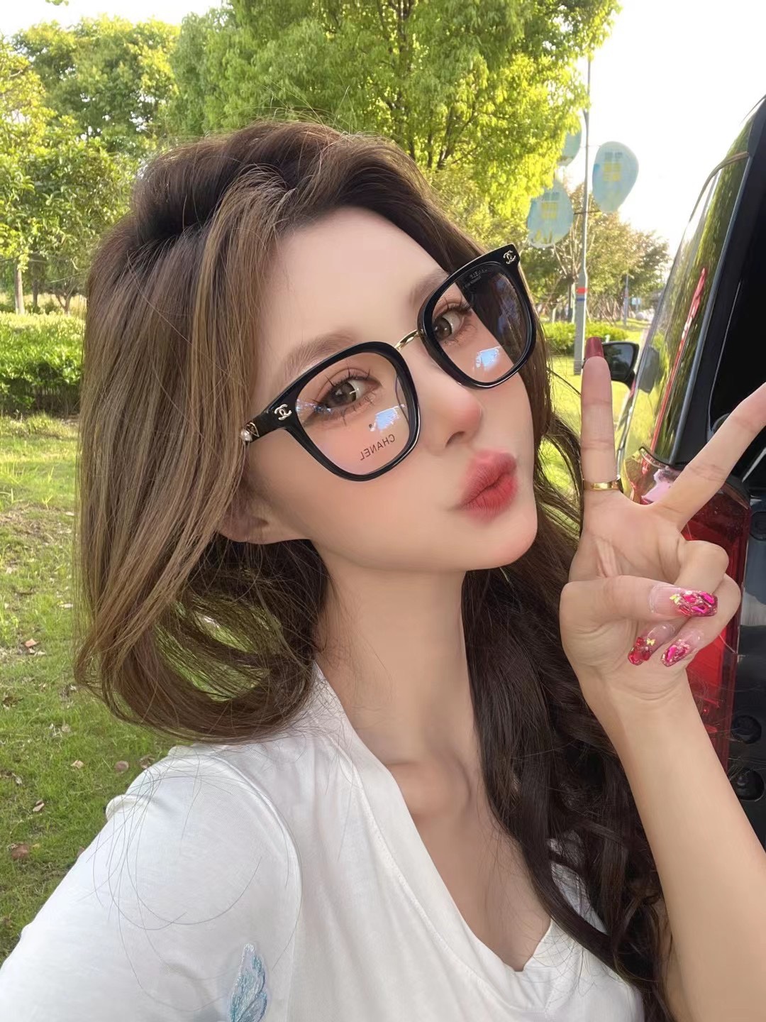 P ‼️ 模特图 🖤ch8822 香奶奶上新✔️经典热卖圈形闭眼入💗镜腿小logo设计 精致可爱上脸气质