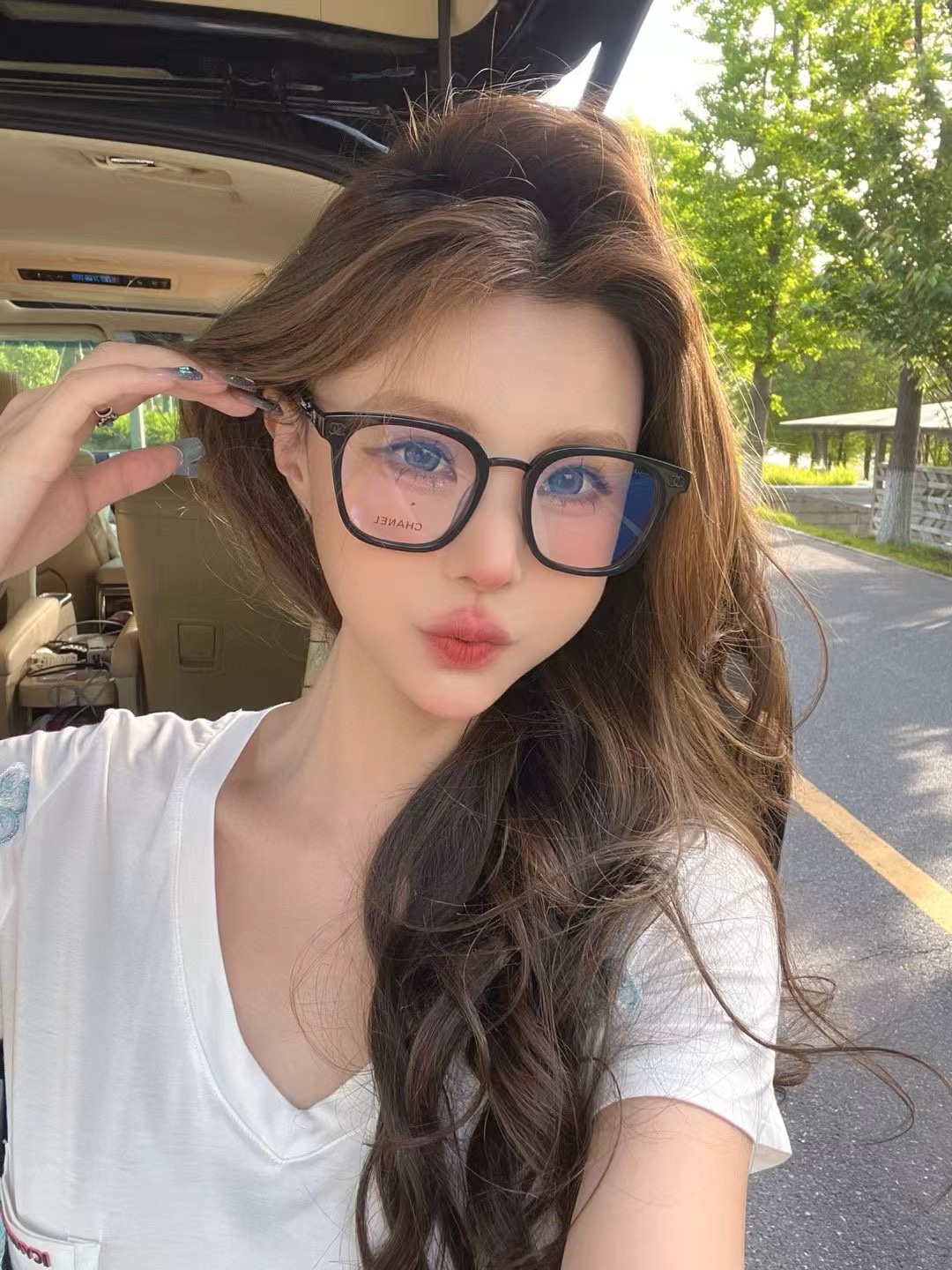 P ‼️ 模特图 🖤ch8822 香奶奶上新✔️经典热卖圈形闭眼入💗镜腿小logo设计 精致可爱上脸气质