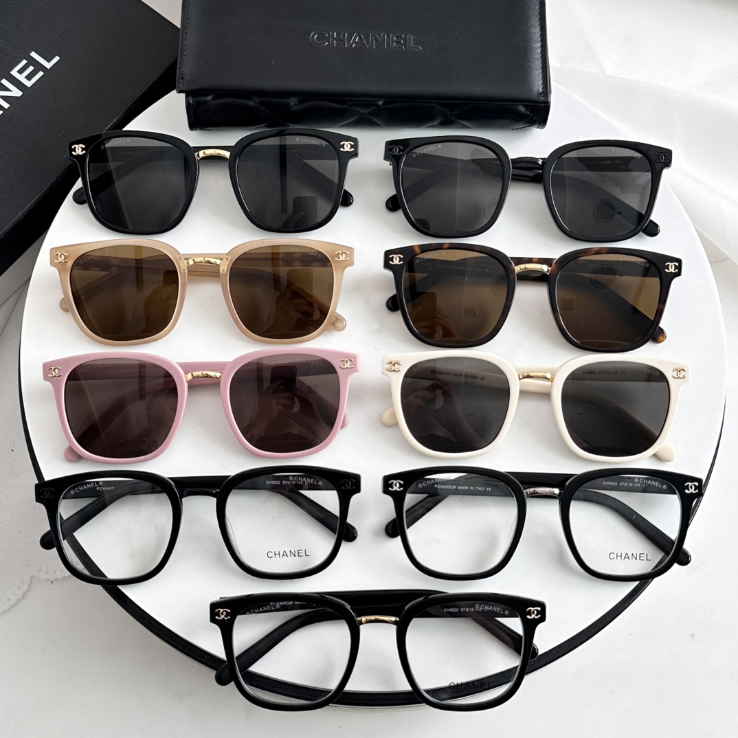 P ‼️ 模特图 🖤ch8822 香奶奶上新✔️经典热卖圈形闭眼入💗镜腿小logo设计 精致可爱上脸气质