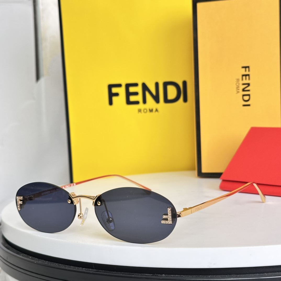 FENDI Sunglasses Metal Oval Rimless