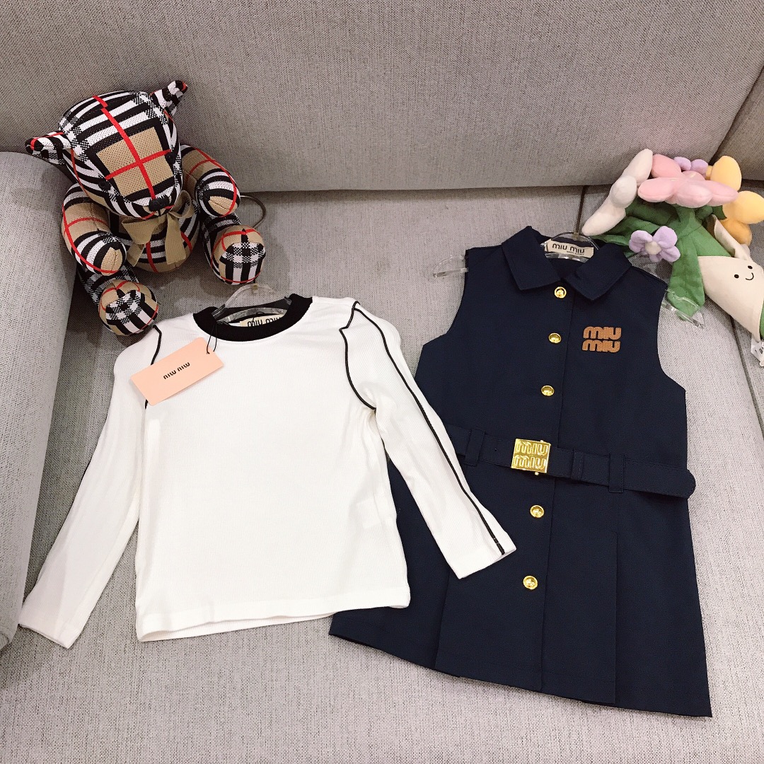 Alta costura solo cambio de talla @218 MIUMIU Conjunto de falda para niña [camiseta interior suave y delicada + vestido…