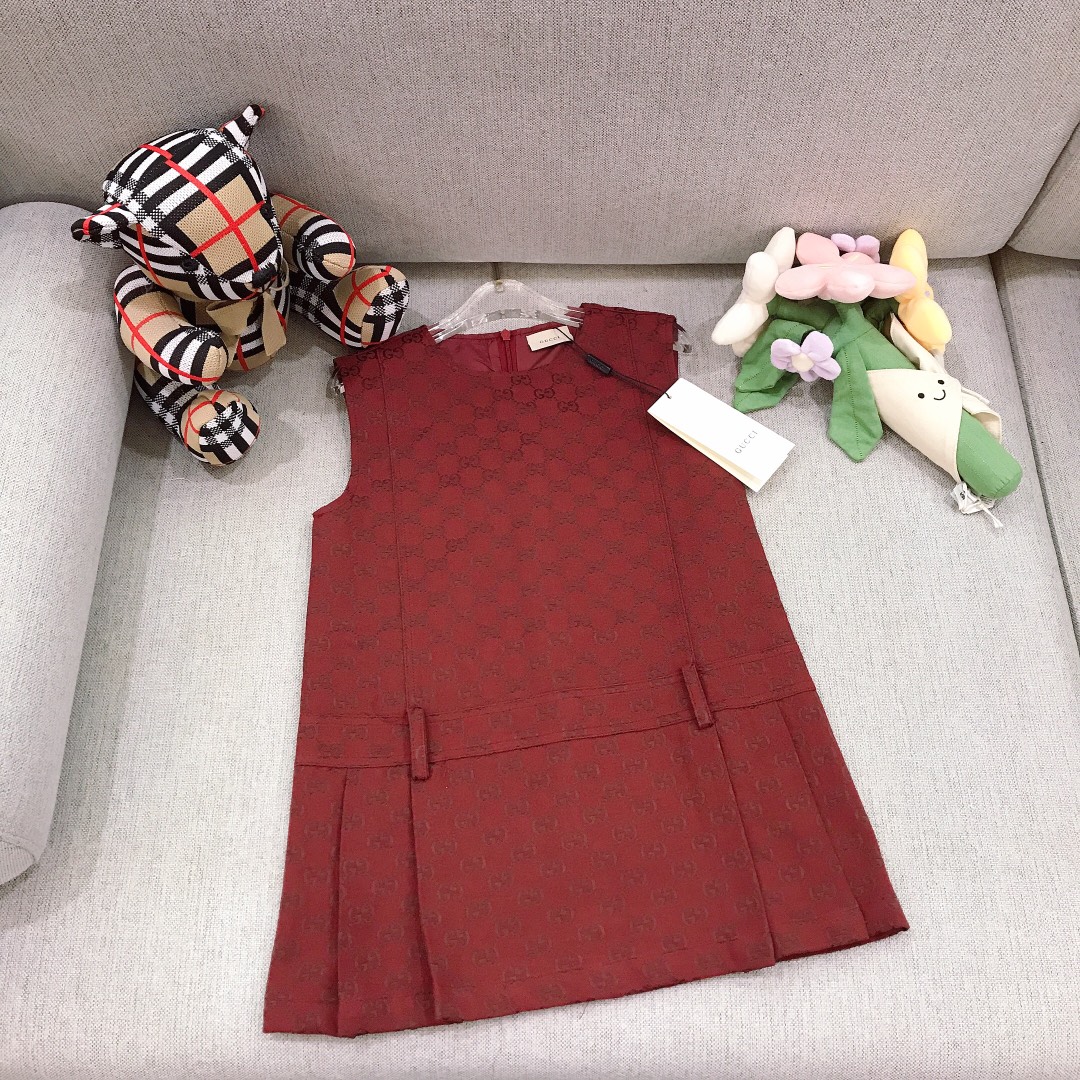 Alta costura solo cambio de talla @188 Tallas: 100-150 GUCC* Vestido sin mangas de niña, vestido vaquero jacquard grana…