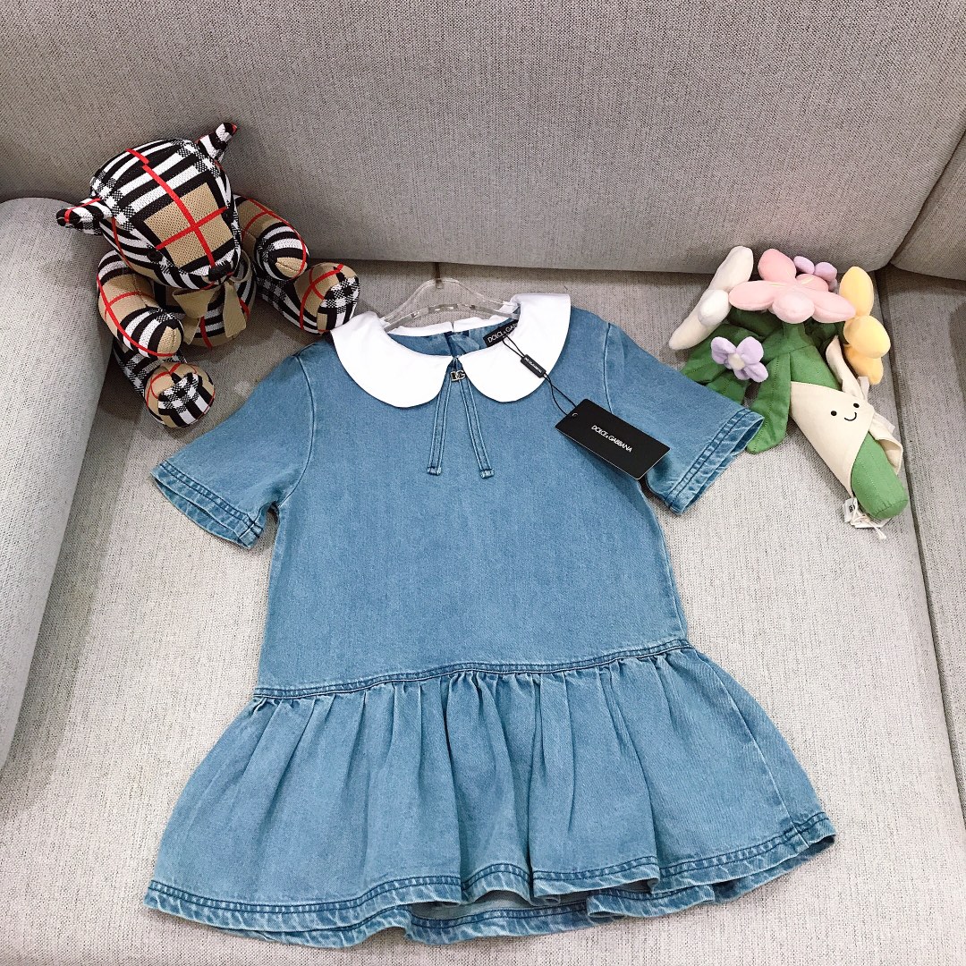 Alta costura solo cambio de talla @188 Tallas: 100-150 DOLC* & GABBAN* Vestido vaquero azul de niña estilo mu…