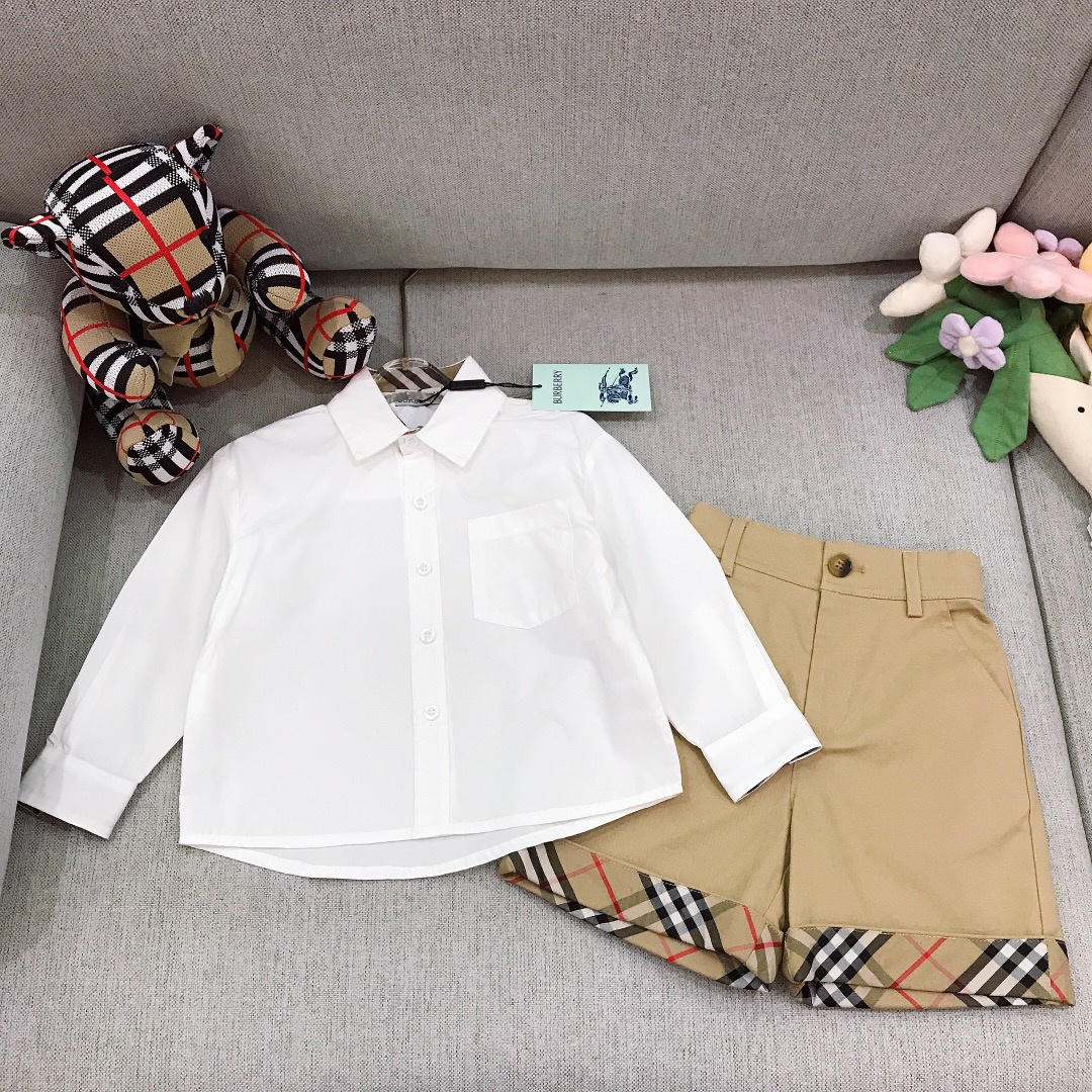 Alta costura solo cambio de talla @208 Tallas: 90-150 BURBERR* Serie exclusiva de conjunto 【Camisa de cuello pequeño + …