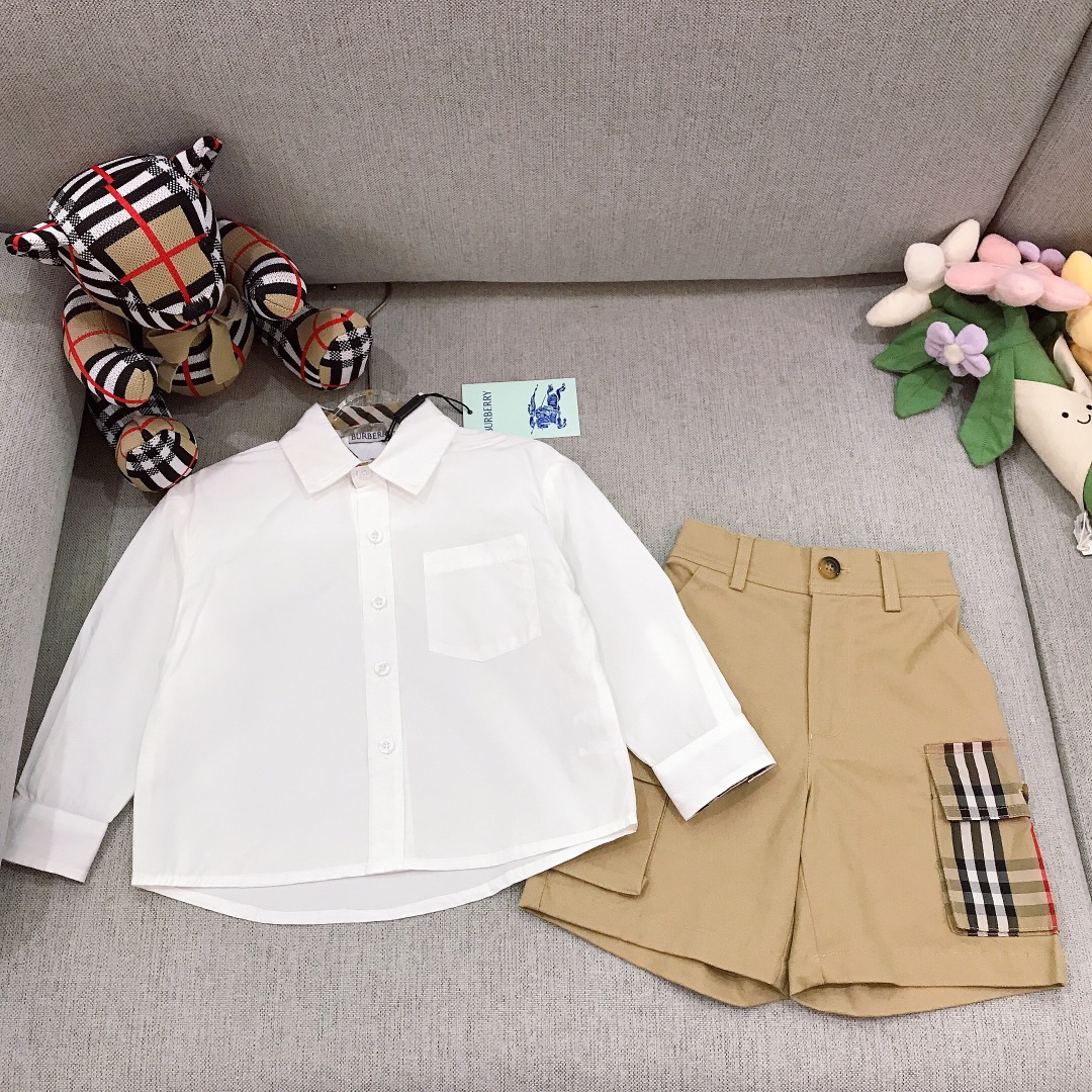 Alta costura solo cambio de talla @208 Tallas: 90-150 BURBERR* Serie exclusiva de conjunto 【Camisa de cuello pequeño + …
