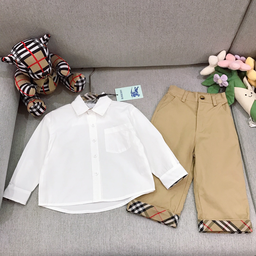 Alta costura solo cambio de talla @228 Tallas: 90-150 BURBERR* Serie exclusiva de conjunto 【Camisa de cuello pequeño + …