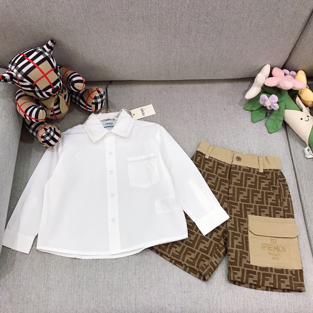 Alta costura solo cambio de talla @208 Tallas: 90-150 FEND* Modelo moderno y de moda～Conjunto con camisa de cuello vuel…