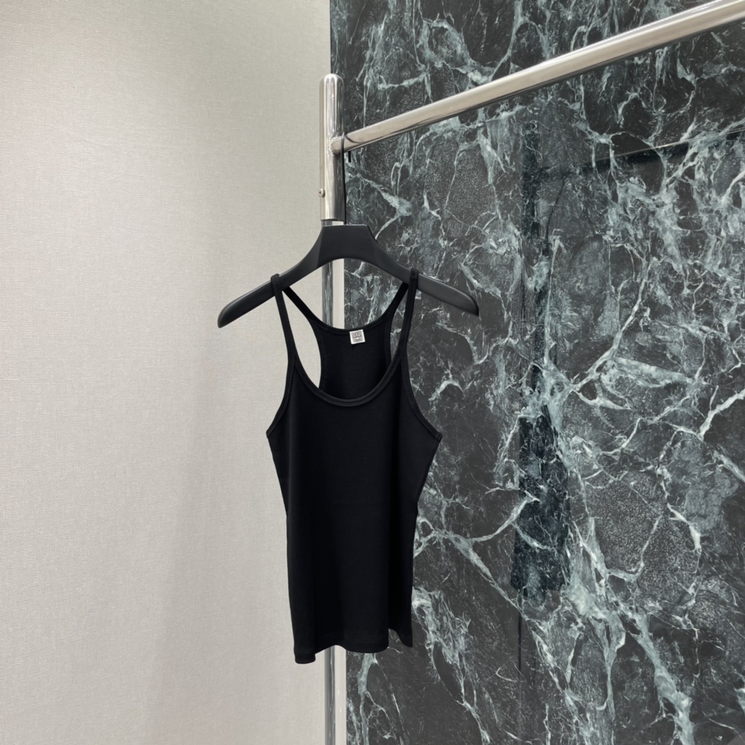 Toteme Scoop nec* 26早春新款 螺纹挂脖吊带 棉质面料弹性好 贴合舒适 挂脖+细肩带设