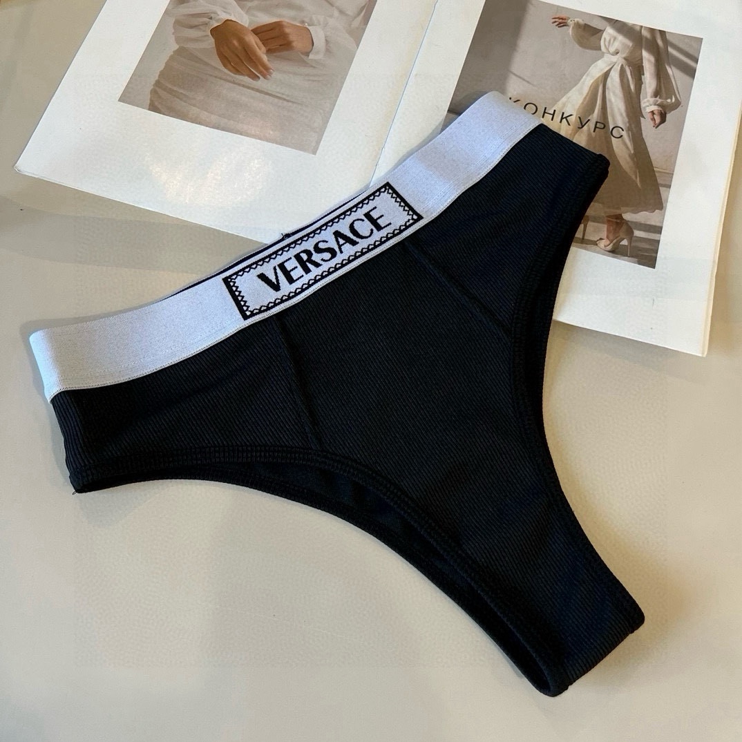 。Versac*范思哲新款织带比基尼分体泳衣套装 黑色白色ＳＭＬ