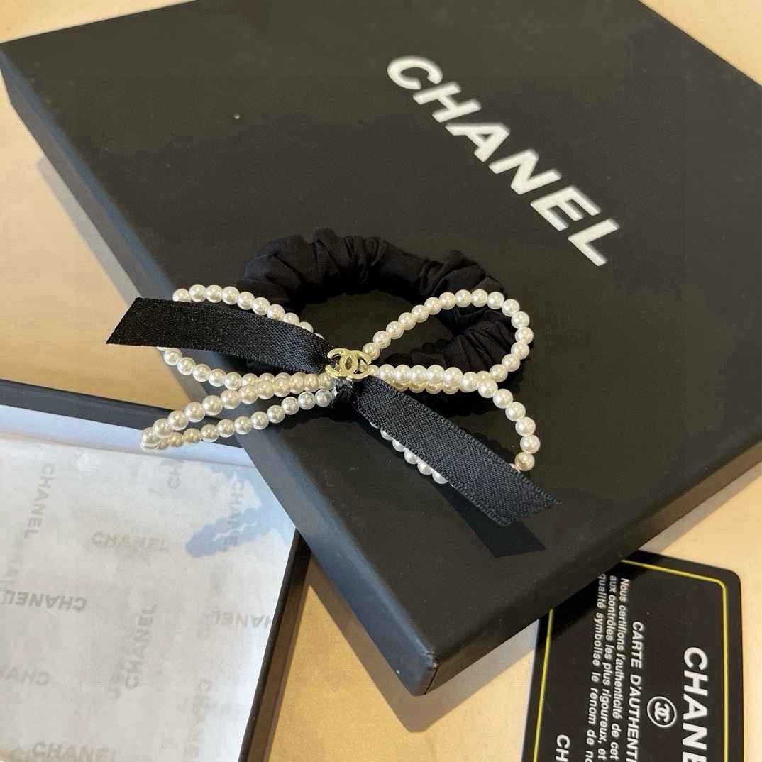 pChanel香奈儿珍珠蝴蝶结橡皮圈，
