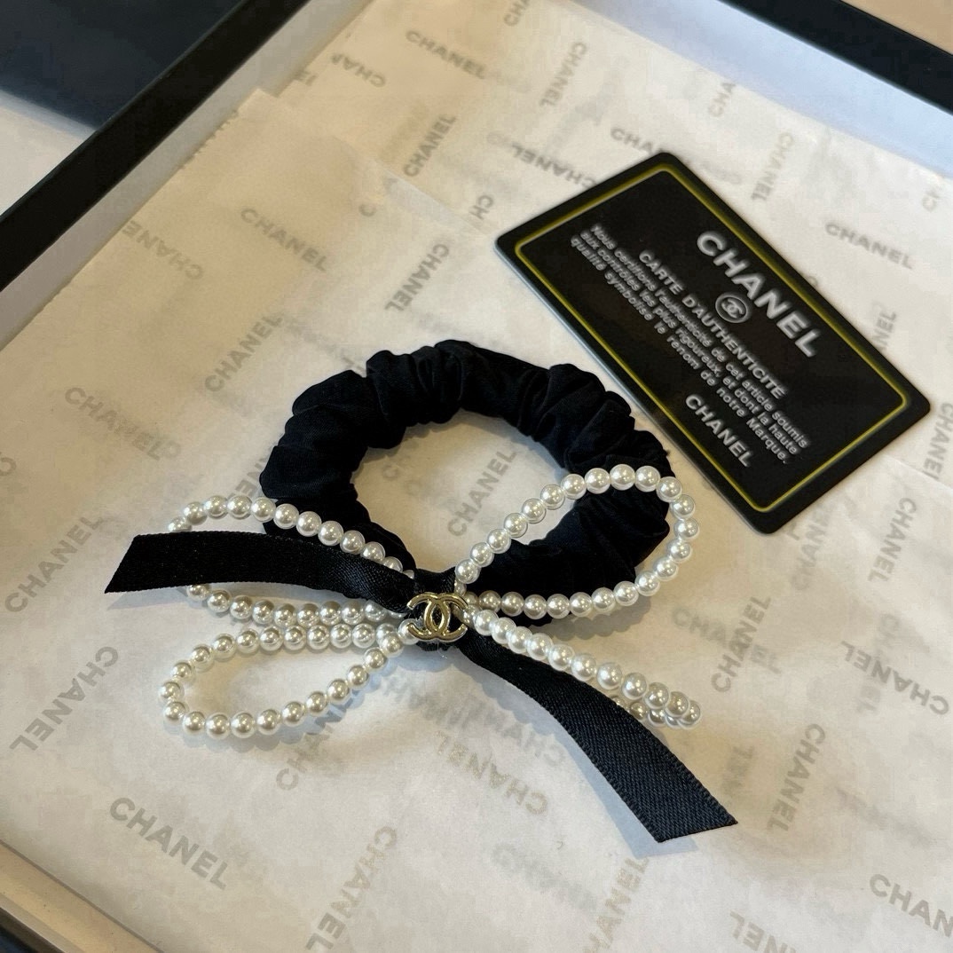 pChanel香奈儿珍珠蝴蝶结橡皮圈，