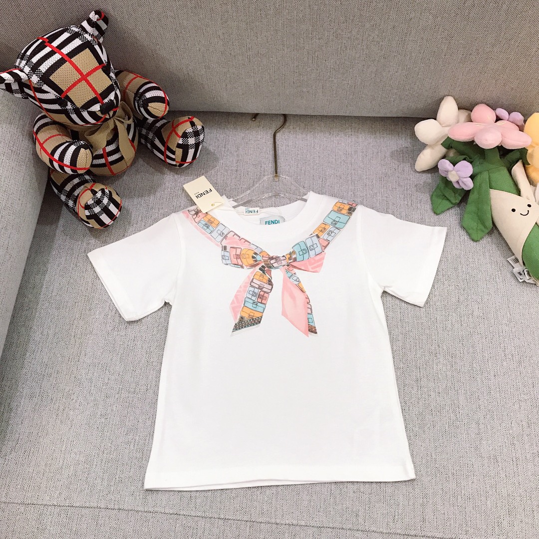 Alta costura solo cambio de talla, tallas: 90-150 FEND* 🌴camiseta de manga corta con estampado de agua a color, con bu…