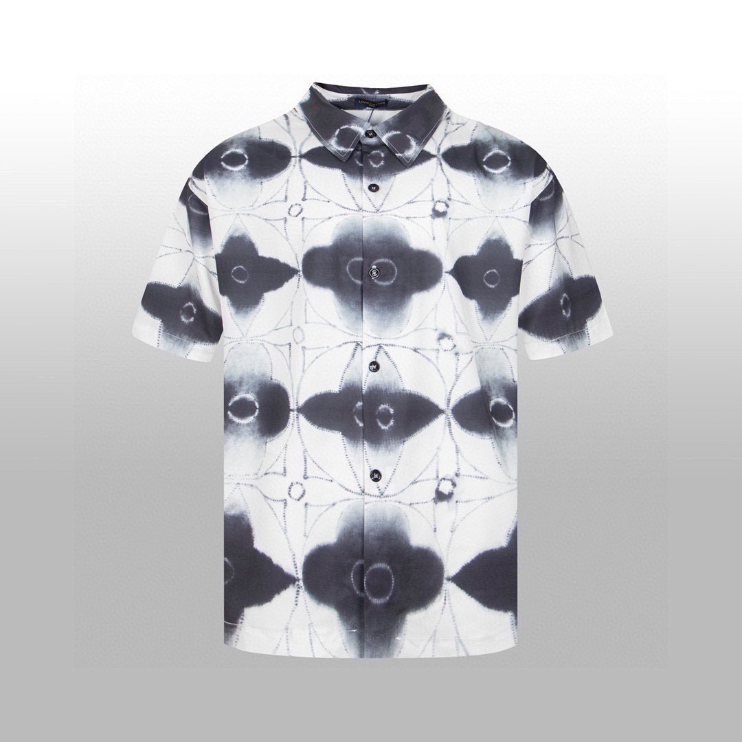 P145 alta versión 【1V】 camisa de primavera-verano nueva pasarela, estilo japonés de teñido anudado, diseño de flores mo…