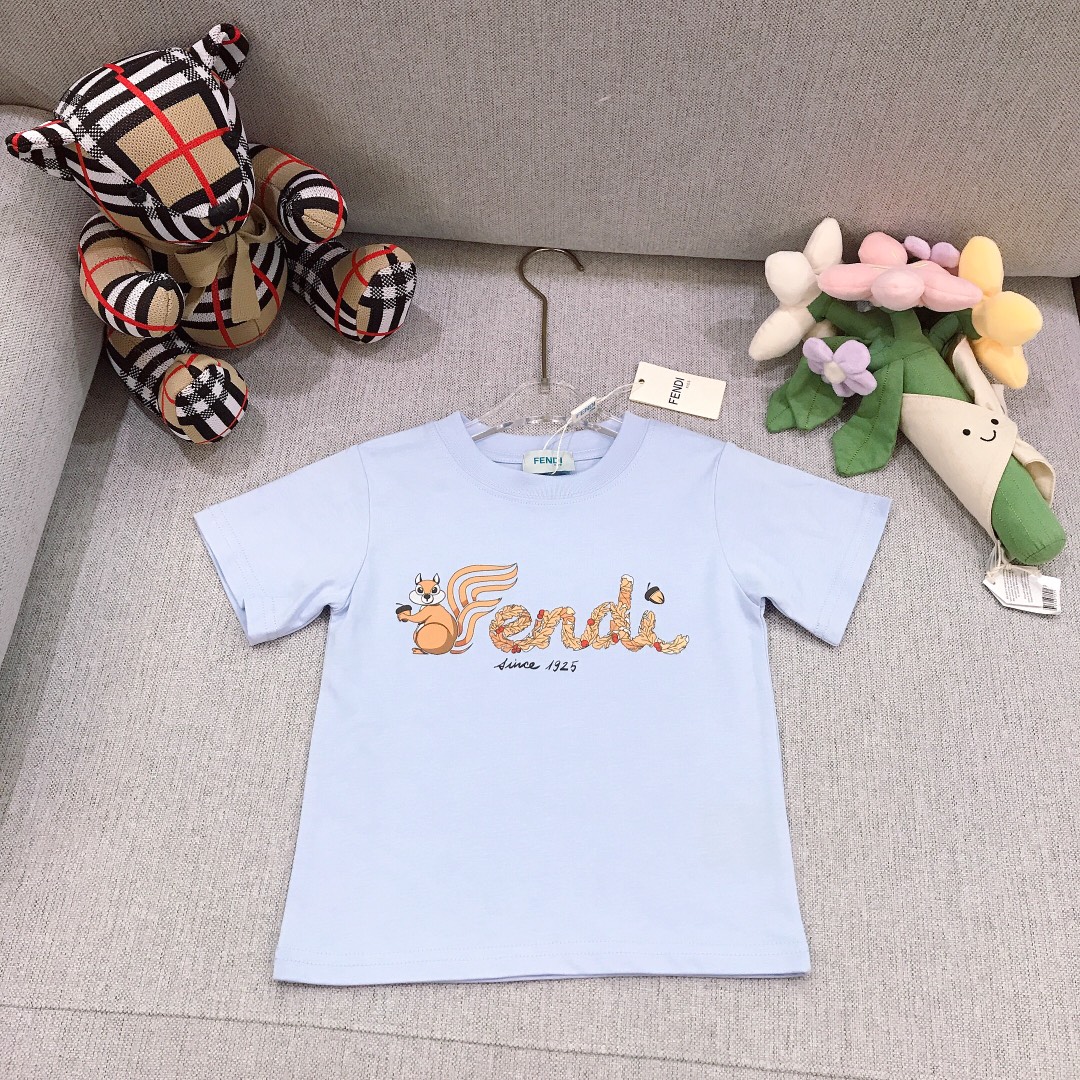 Alta costura solo cambio de talla, tallas: 90-150 FEND* 🌴camiseta de manga corta con estampado de agua a color, con ar…