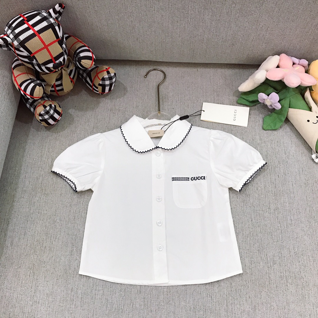 Alta costura solo cambio de talla. Tallas: 90-150 GUCC* Colección limitada. Camisa de cuello pequeño con costuras visib…
