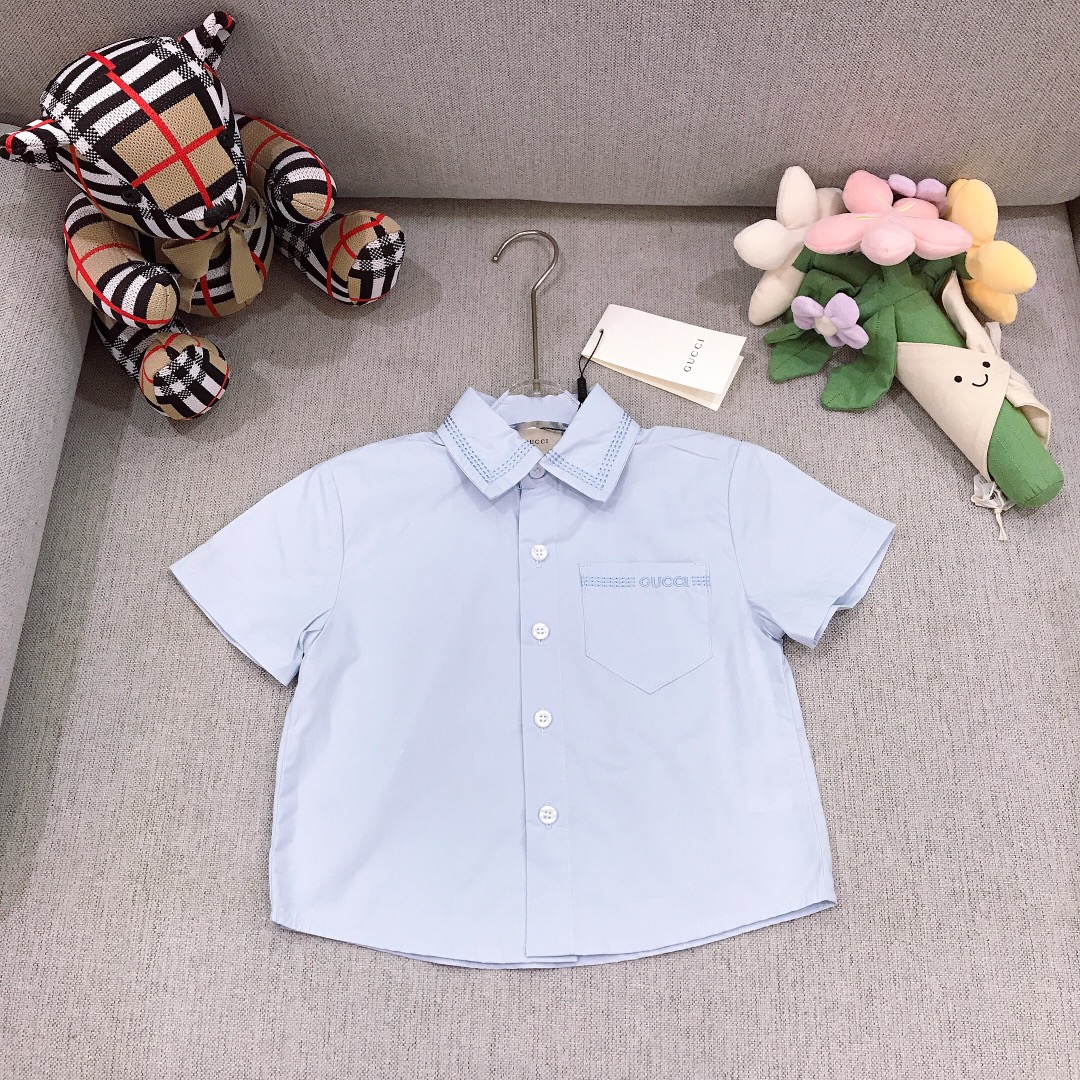 Alta costura solo cambio de talla. Tallas: 90-150 GUCC* Colección limitada. Camisa de cuello pequeño con costuras visib…