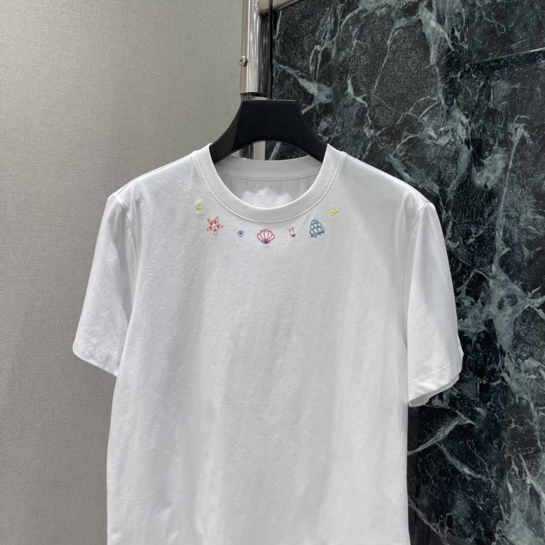 Studio Francoss 26春夏新款 领口刺绣T恤 领口童趣刺绣，海星，贝壳，钻石等元素超有法式