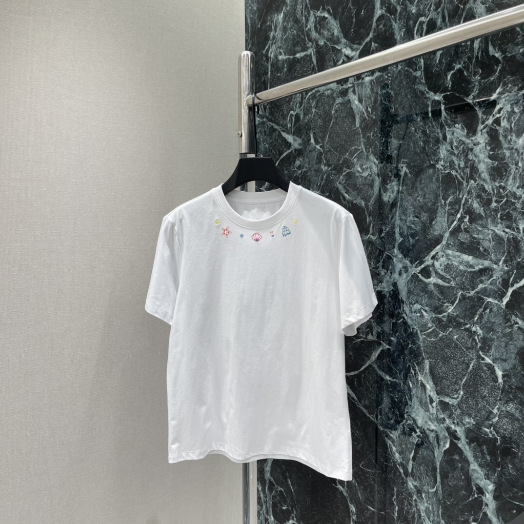 Studio Francoss 26春夏新款 领口刺绣T恤 领口童趣刺绣，海星，贝壳，钻石等元素超有法式