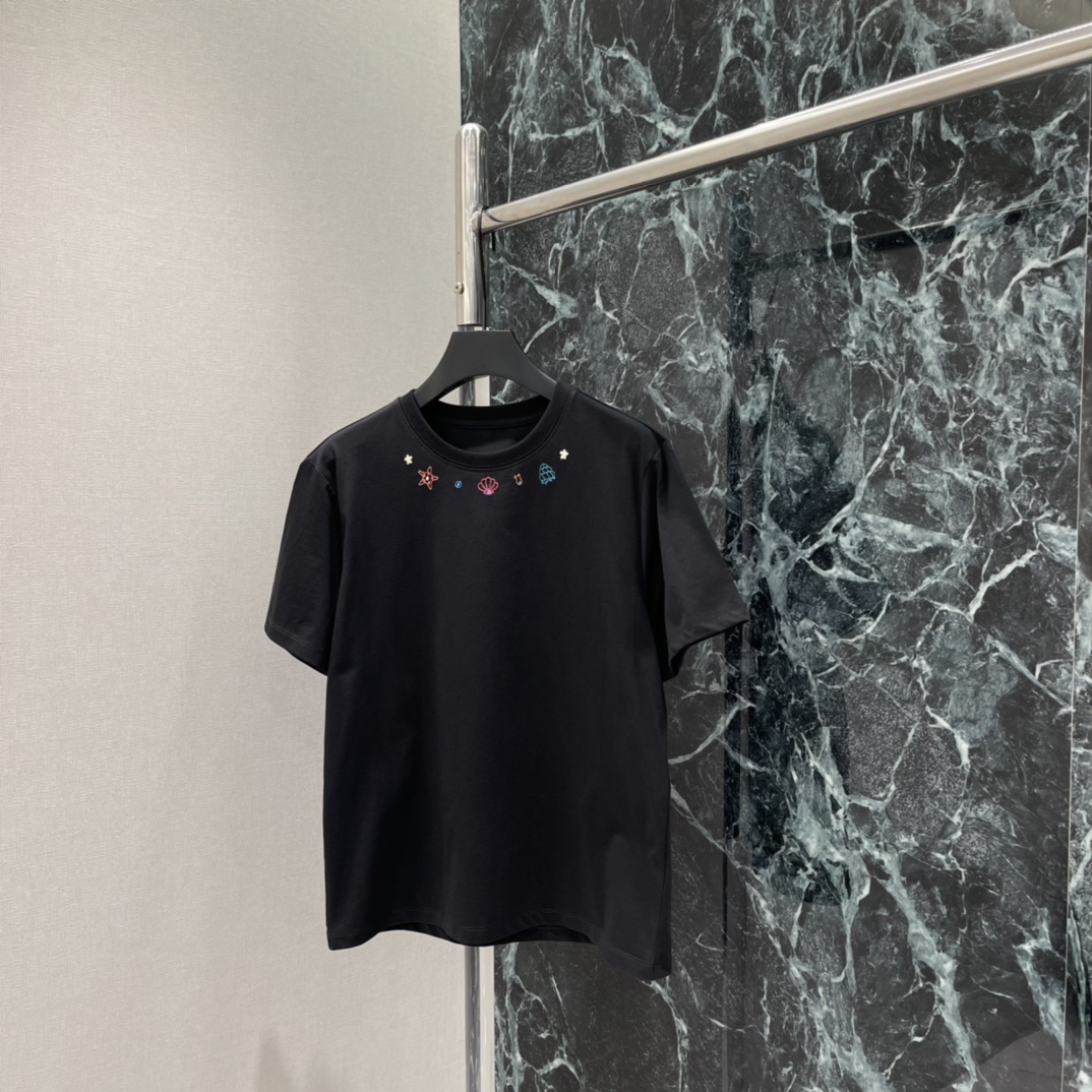 Studio Francoss 26春夏新款 领口刺绣T恤 领口童趣刺绣，海星，贝壳，钻石等元素超有法式