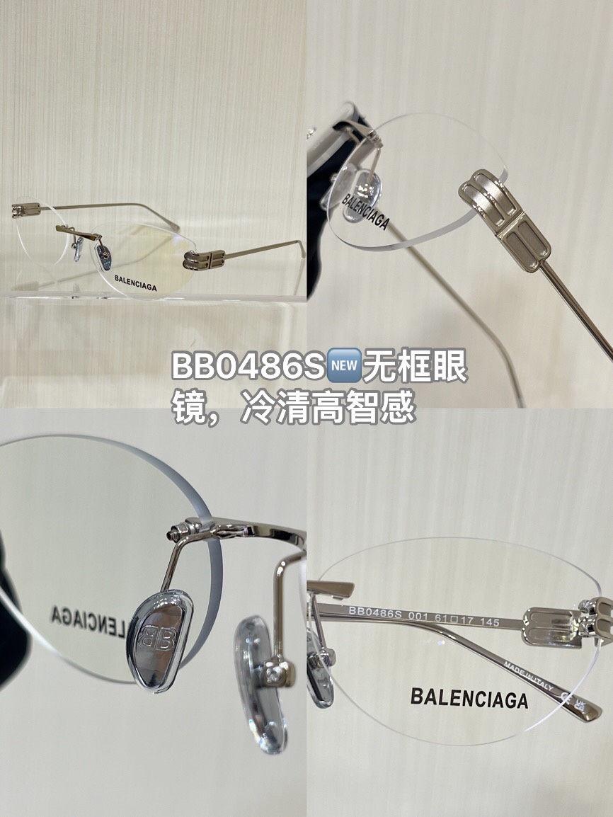 ⭐️BB0486S\n巴黎*家无框眼镜\n️自配度数镜片\n金银2色超级好看，高智感素颜镜框