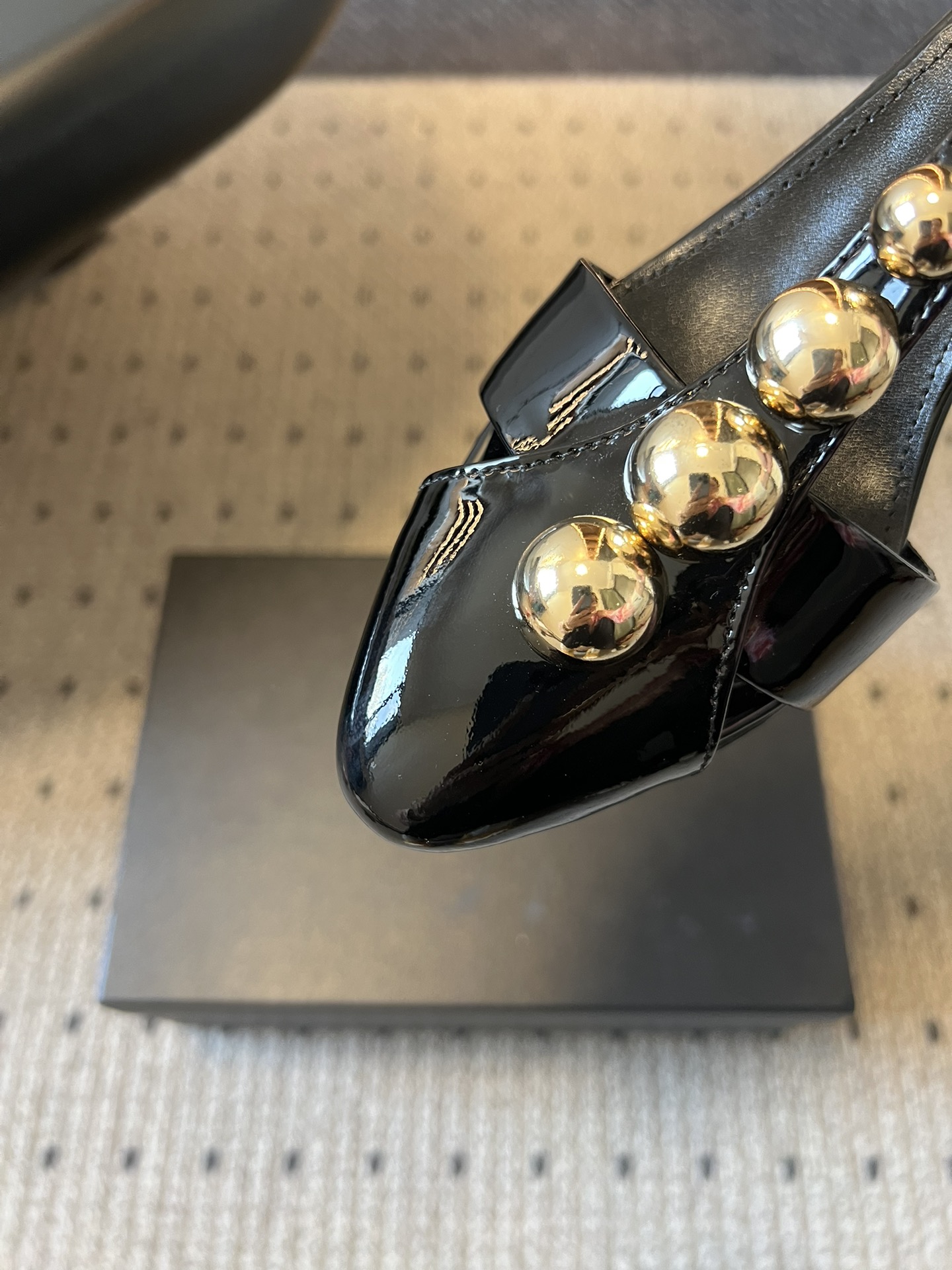 Chloé Patent  T-Strap Ball Detail Slingback Heels 
