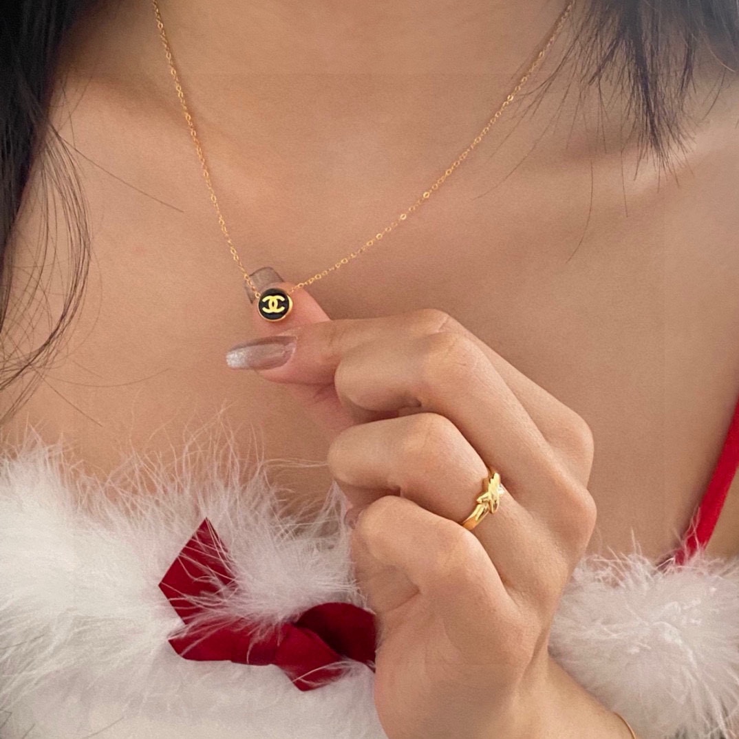 Chanel Chanel 小香风中古黑金系列独家金豆豆精工项链24K真金电镀保色项链