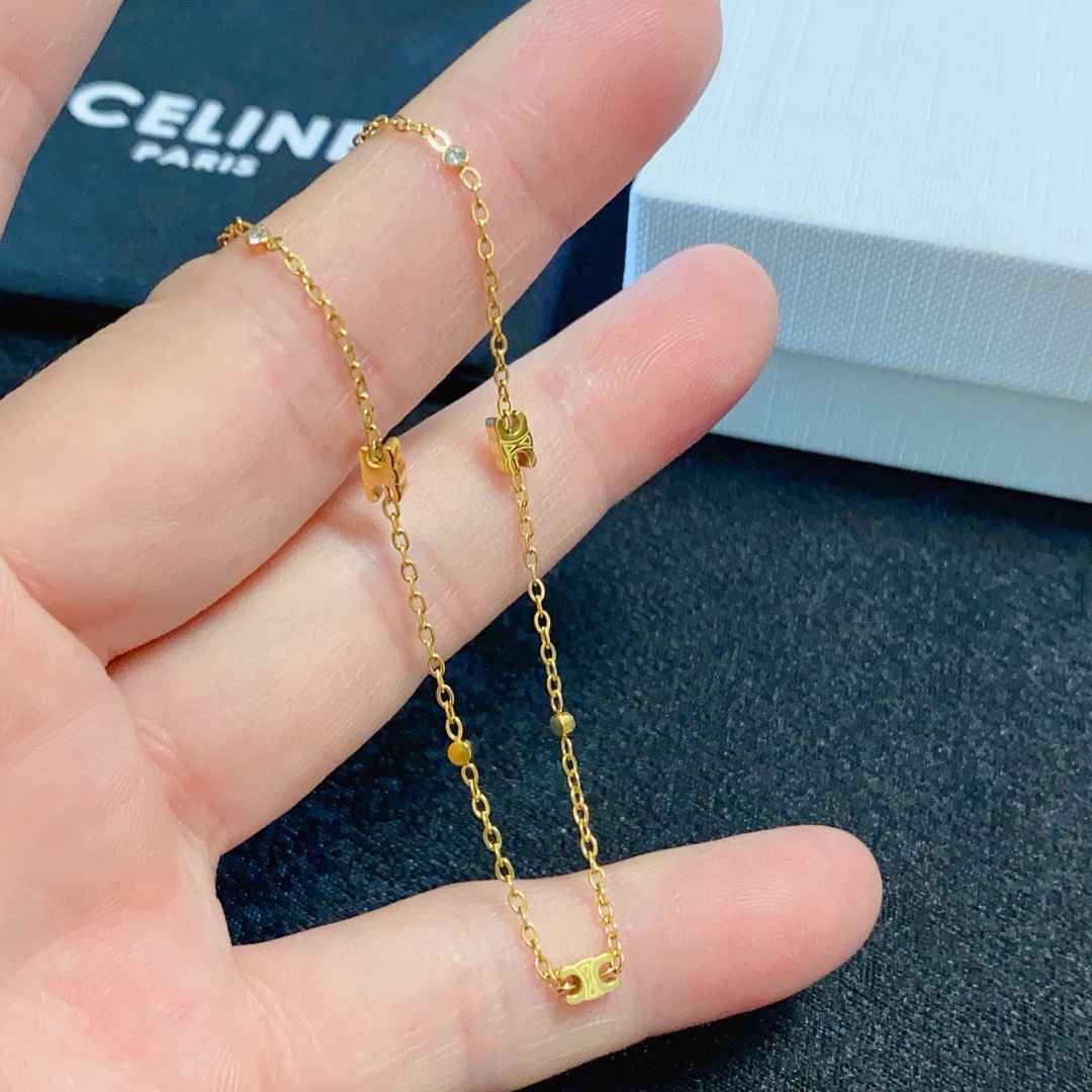 Celine Celine赛琳凯旋门搭配小钻小号细项链 搭配凯旋门图案