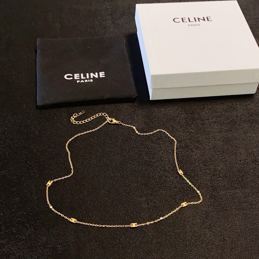 Celine Celine赛琳凯旋门搭配小钻小号细项链 搭配凯旋门图案