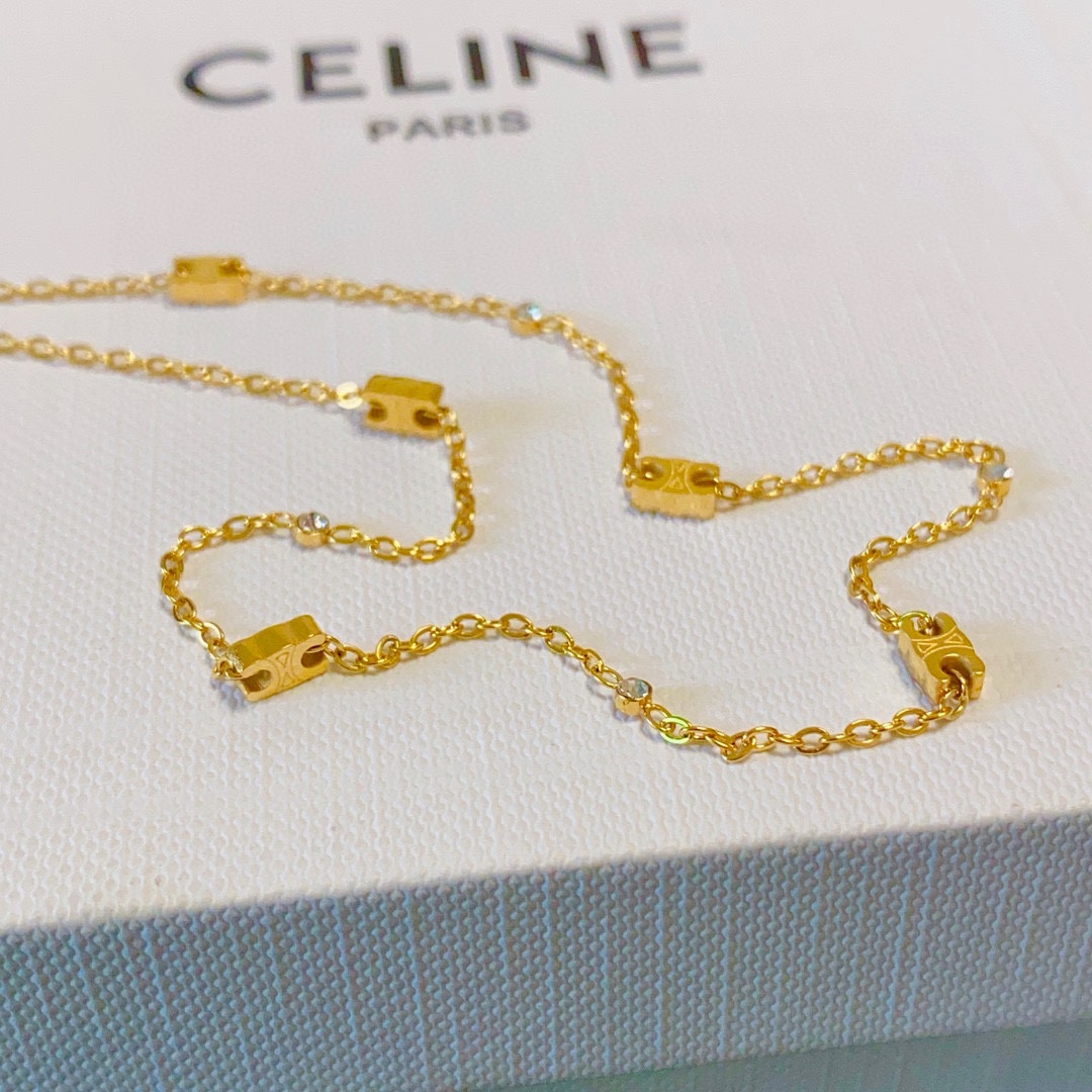 Celine Celine赛琳凯旋门搭配小钻小号细项链 搭配凯旋门图案