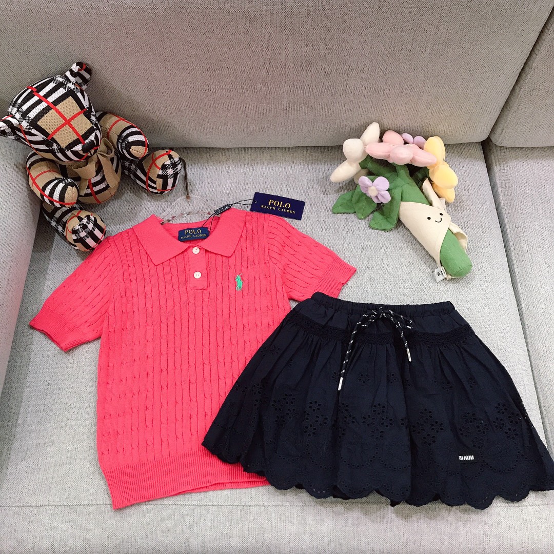 Alta costura solo cambio de talla. Tallas: 110-160. Colección exclusiva de combinación Polo & MIUMIU [Polo de punto con…