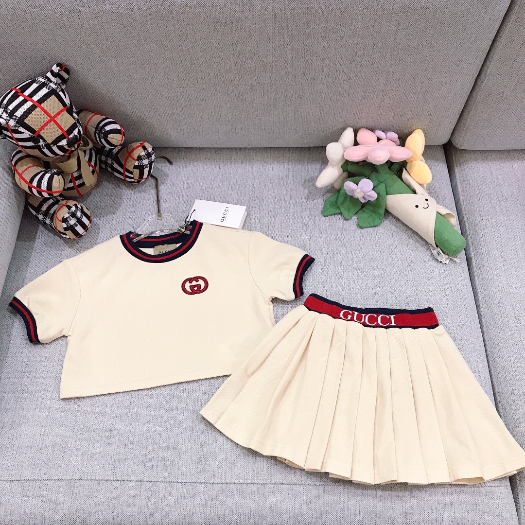 Alta costura solo cambio de talla. Tallas: 90-150 GUCC* conjunto de falda para niña, camiseta de algodón puro con cinta…