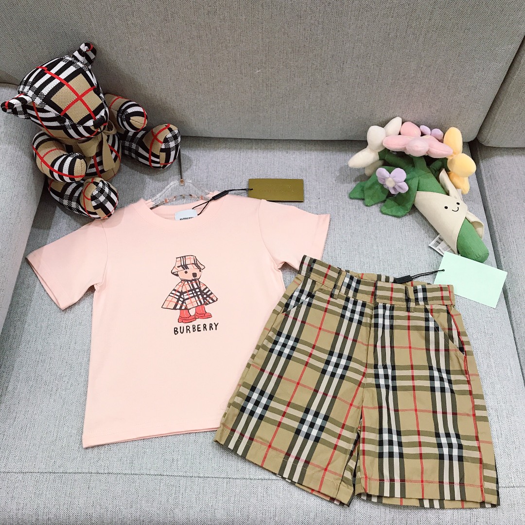 Alta costura solo cambio de talla. Tallas: 90-150 BURBERR* conjunto [camiseta de algodón puro con osito de agua + panta…