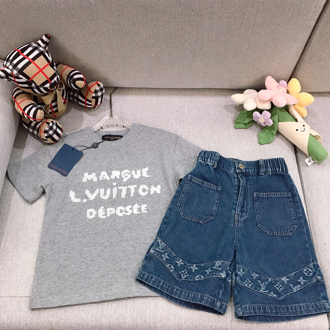 Alta costura, solo cambio de talla. Conjunto Loui* & Vuitto* para niños y niñas～ Serie limitada [Camiseta de algodón pu…