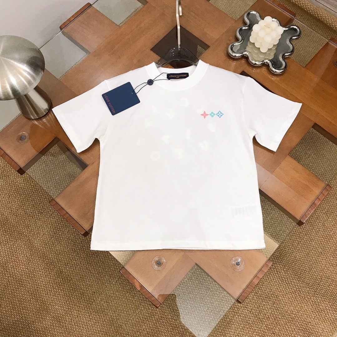 Alta costura solo cambio de talla Loui* & Vuitto* Camiseta de cuello redondo, algodón puro, suave y delicado, estilo re…