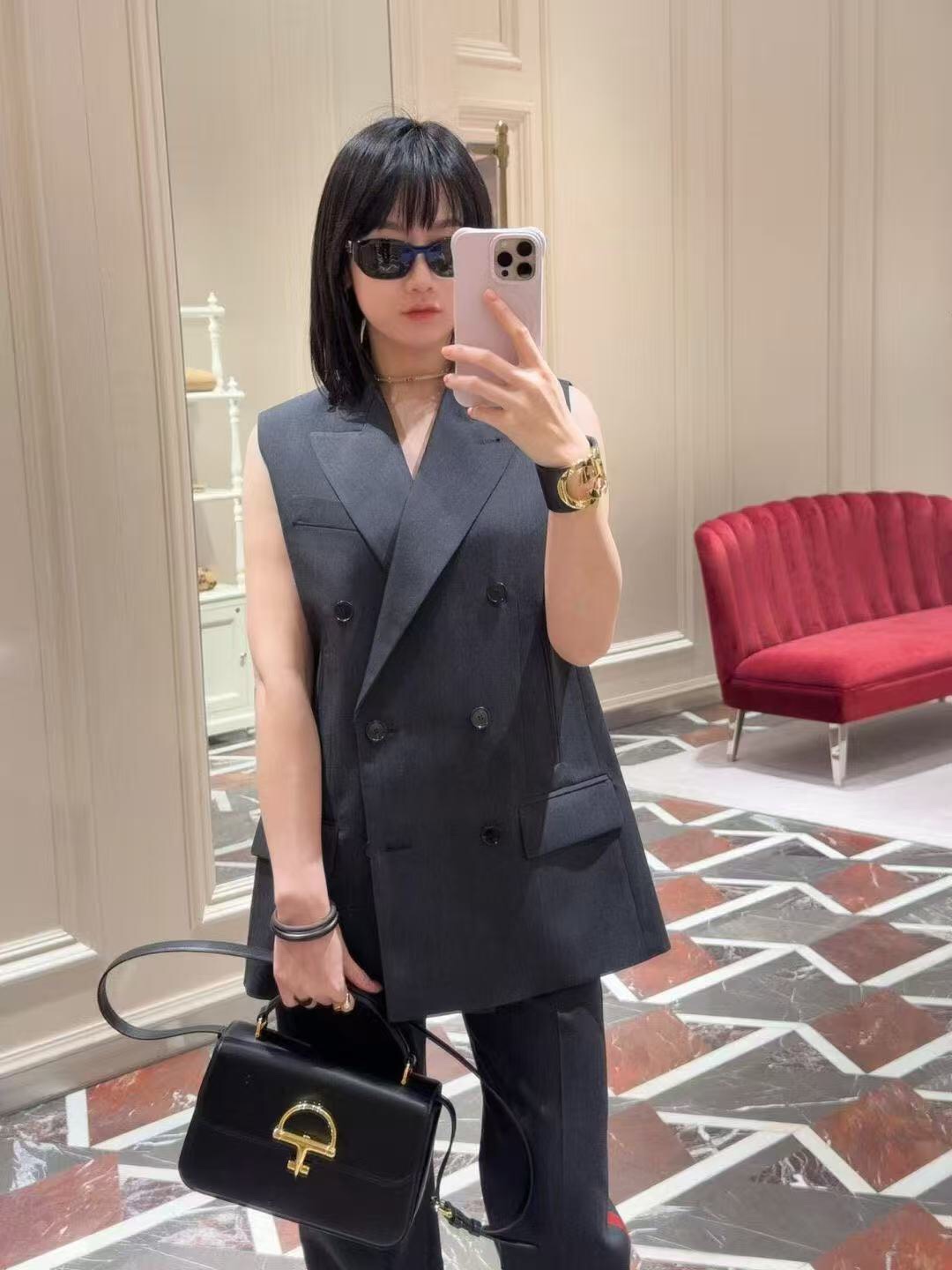 NO:755540,Model number 20261699 Gucc* new OL temperament suit, double-breasted mid-length suit vest + high-waisted slim trousers, gray, S M L, [M size bust 108, length 70; waist 70, trouser length 105; weight 0.750kg], Gucci-clothing, gucci, gucci, jackets & coats, business suit,19860909款号20261699 Gucc*新款OL气质套装,双排扣中长款西装马甲外套+高腰显瘦西裤长裤,灰色,S M L,【M码胸围108,长70；腰围70,裤长105；重量0.750kg】,古驰-服装,gucci,gucci,jackets & coats,business suit,,Women's clothing