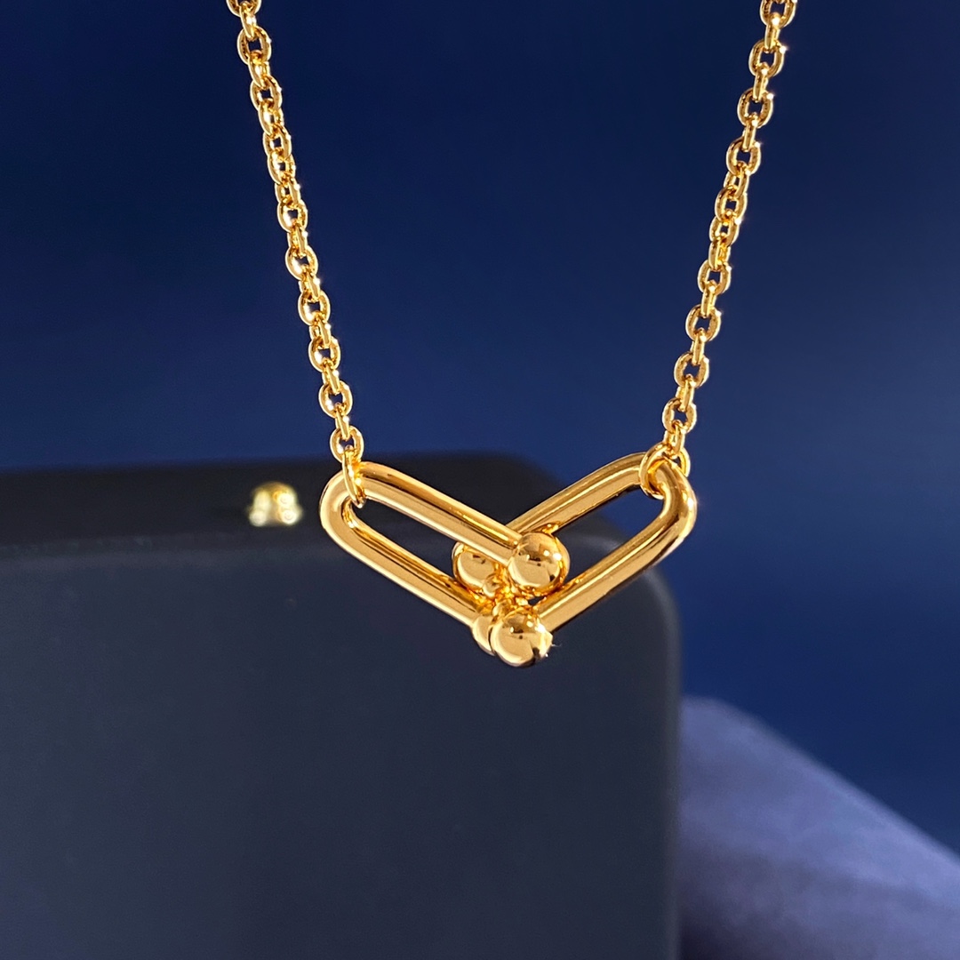 Tiffany & Co. Tiffany&Co蒂芙尼 光面双节竹节单链条锁骨项链