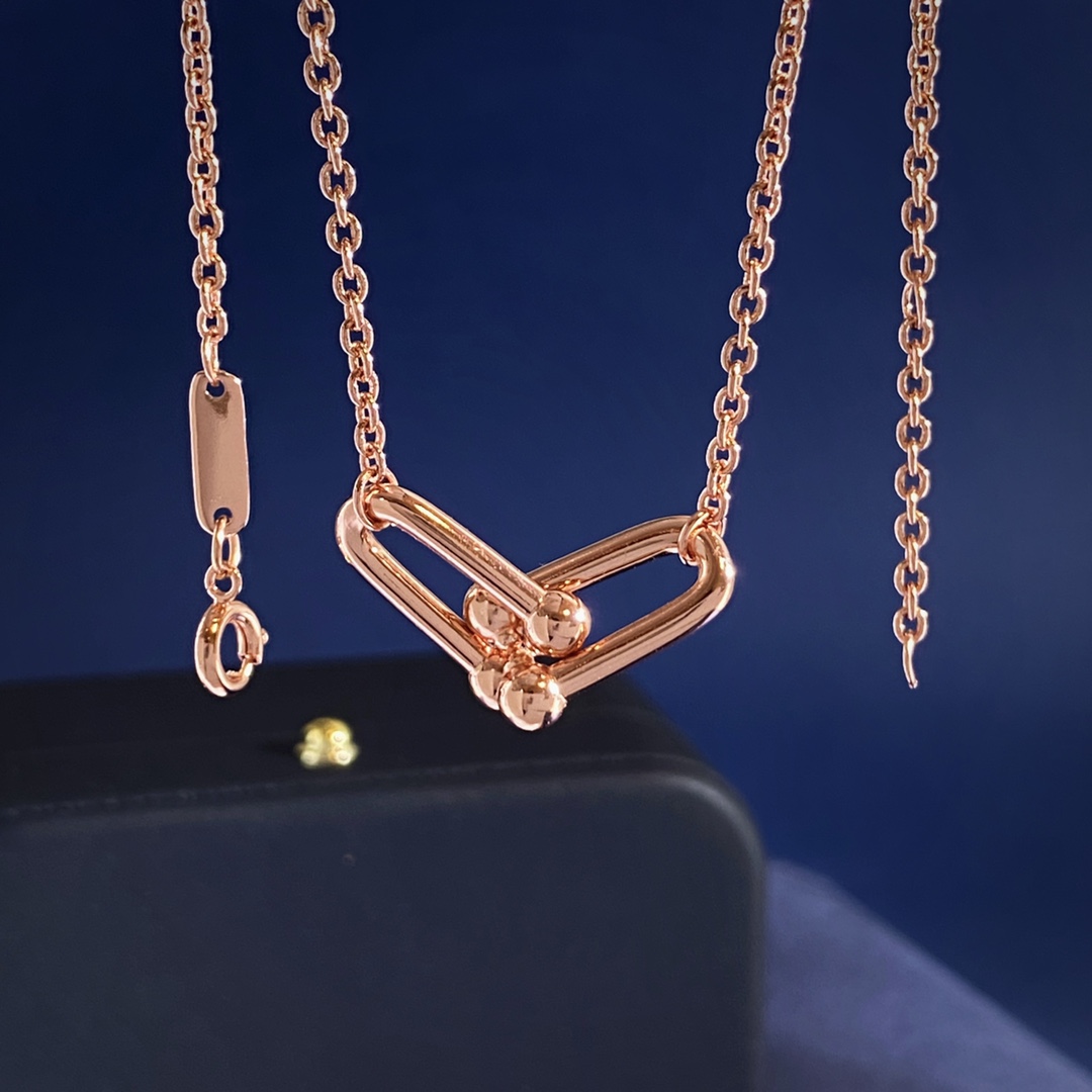 Tiffany & Co. Tiffany&Co蒂芙尼 光面双节竹节单链条锁骨项链