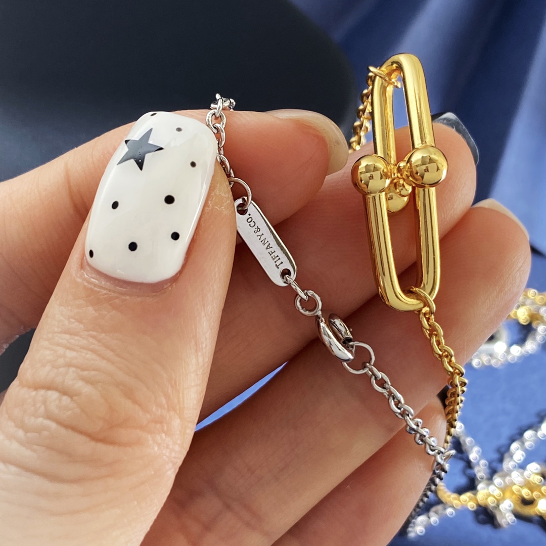 Tiffany & Co. Tiffany&Co蒂芙尼 光面双节竹节单链条锁骨项链