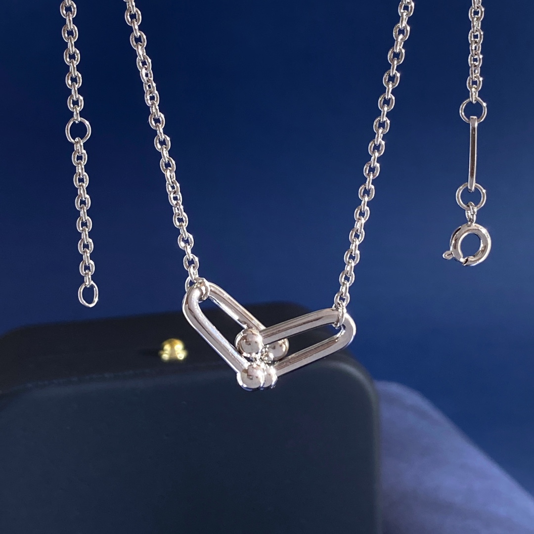 Tiffany & Co. Tiffany&Co蒂芙尼 光面双节竹节单链条锁骨项链