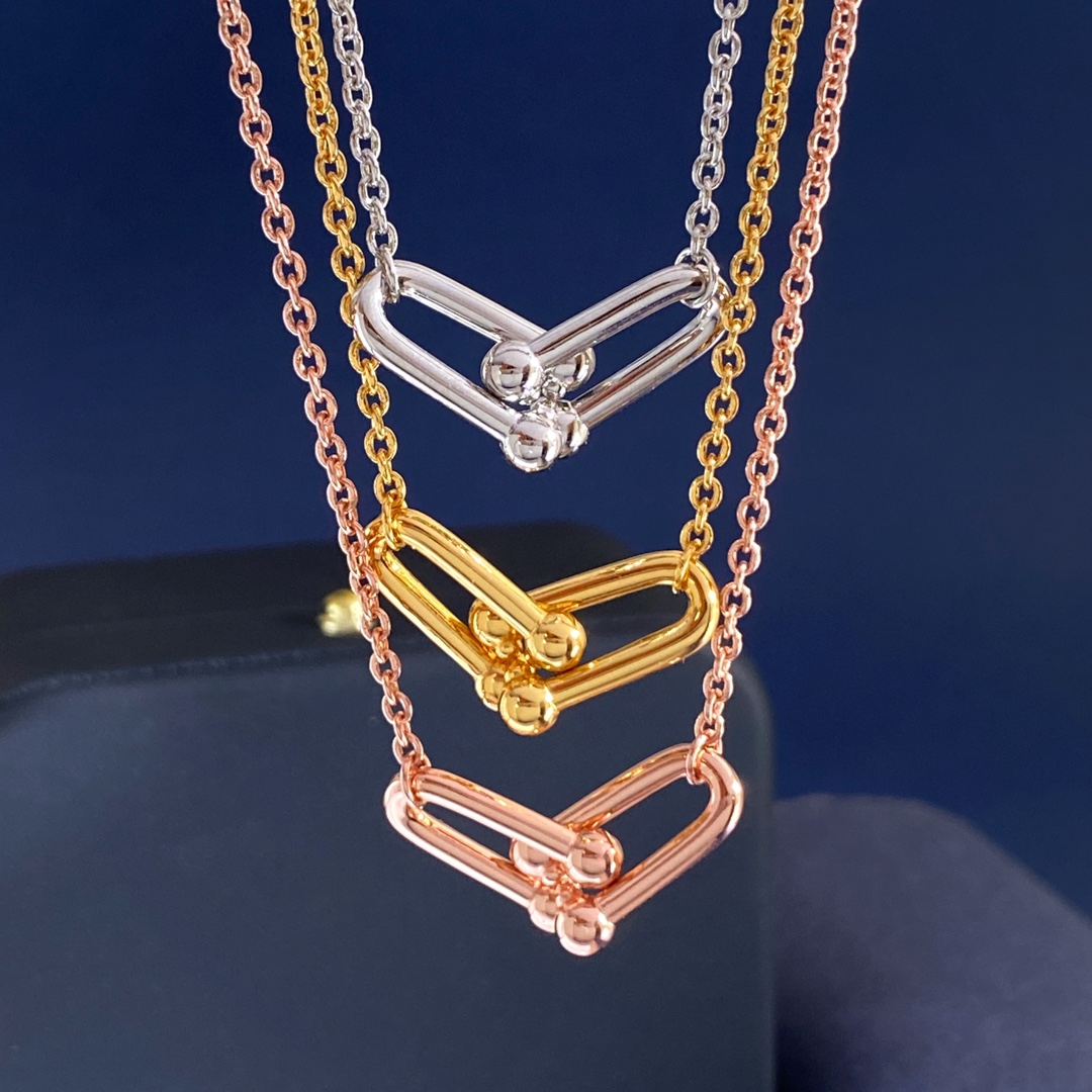 Tiffany & Co. Tiffany&Co蒂芙尼 光面双节竹节单链条锁骨项链