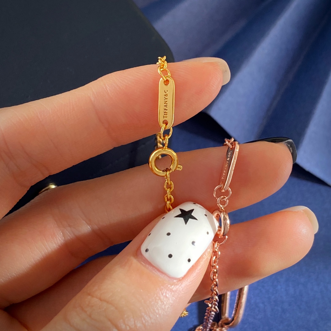 Tiffany & Co. Tiffany&Co蒂芙尼 光面双节竹节单链条手链