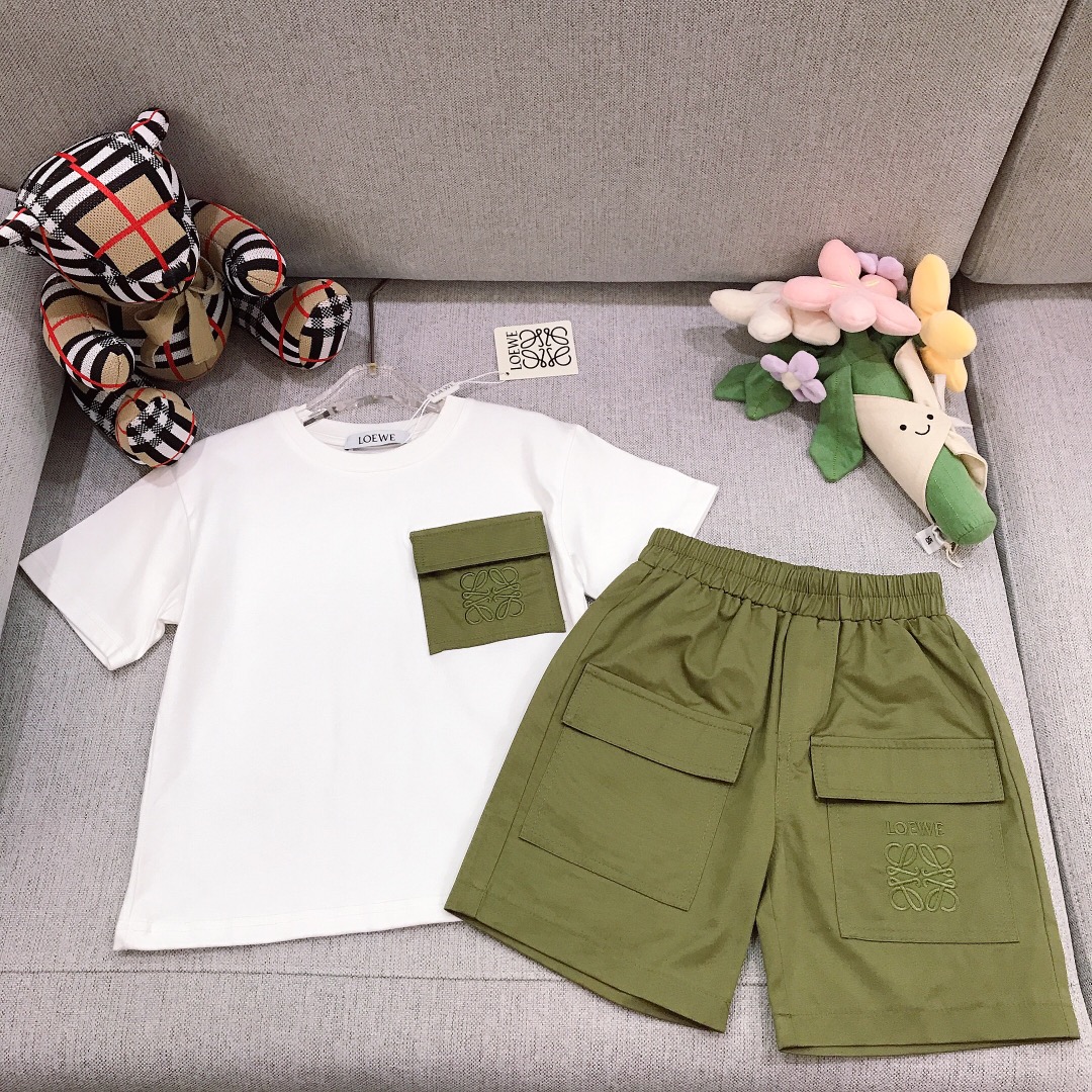 Alta costura solo cambio de talla LOEW* conjunto 🌴【Camiseta + pantalones cortos】La camiseta tiene un bolsillo en el pe…