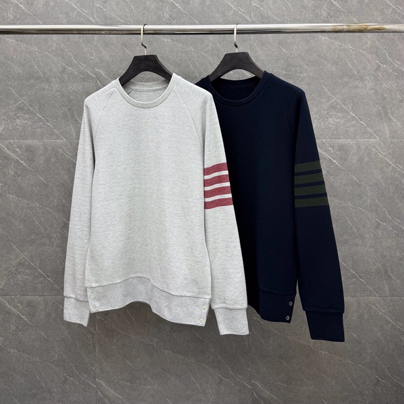 THOM BROWNE 汤姆布朗 TB 网眼朱地色织新配色卫衣，休闲圆领卫衣 \n码数：1-5 颜色：灰