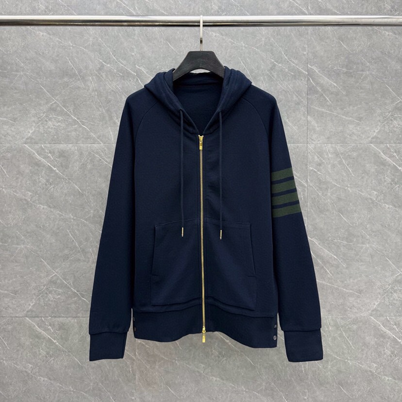 THOM BROWNE 汤姆布朗 TB 网眼朱地色织新配色拉链外套 ，连帽卫衣开衫\n码数：1-5 颜色