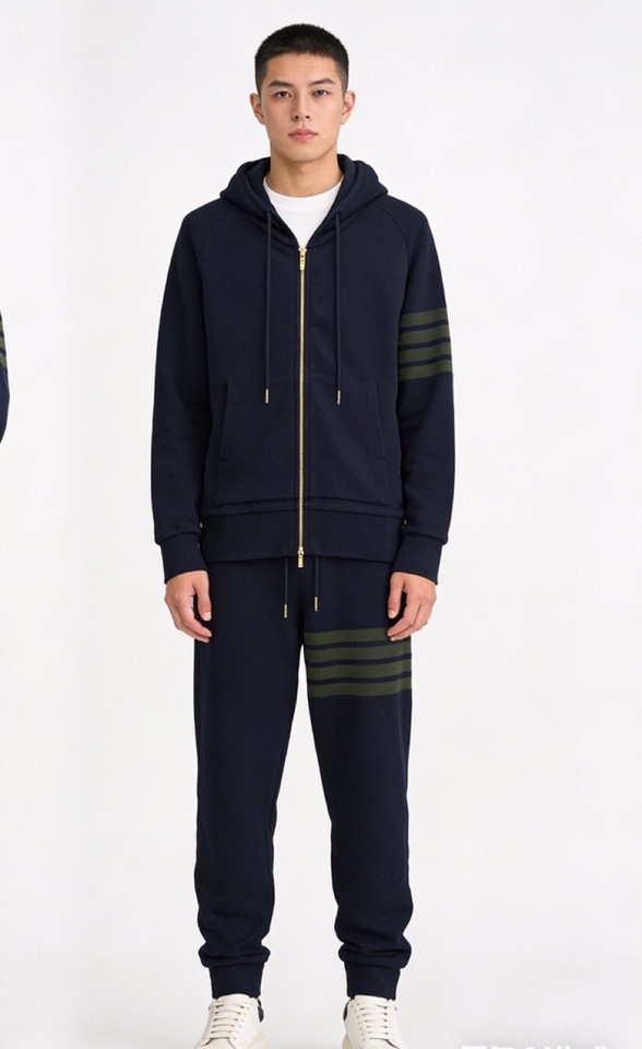 THOM BROWNE 汤姆布朗 TB 网眼朱地色织新配色拉链外套连帽套装 ，连帽卫衣开衫套装\n码数：