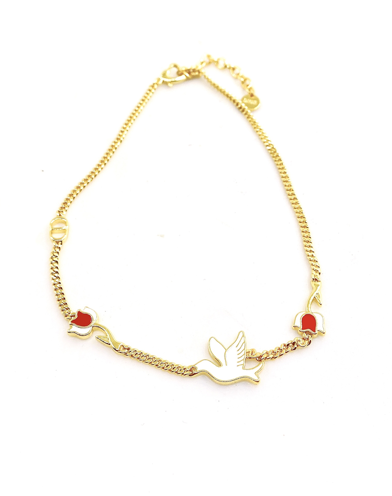 D*or último modelo🆕🆕 collar de paloma con rosas rojas🌹】mismo material de latón que el original ZP