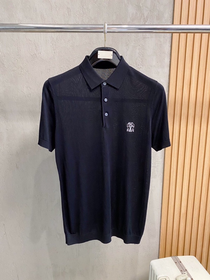 brunello Cucinelli bc家族男士高端简约短袖翻领T恤针织衫，经典王牌系列\n高端奢华且