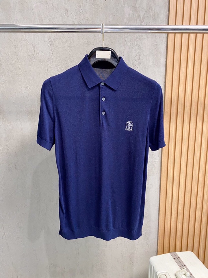 brunello Cucinelli bc家族男士高端简约短袖翻领T恤针织衫，经典王牌系列\n高端奢华且