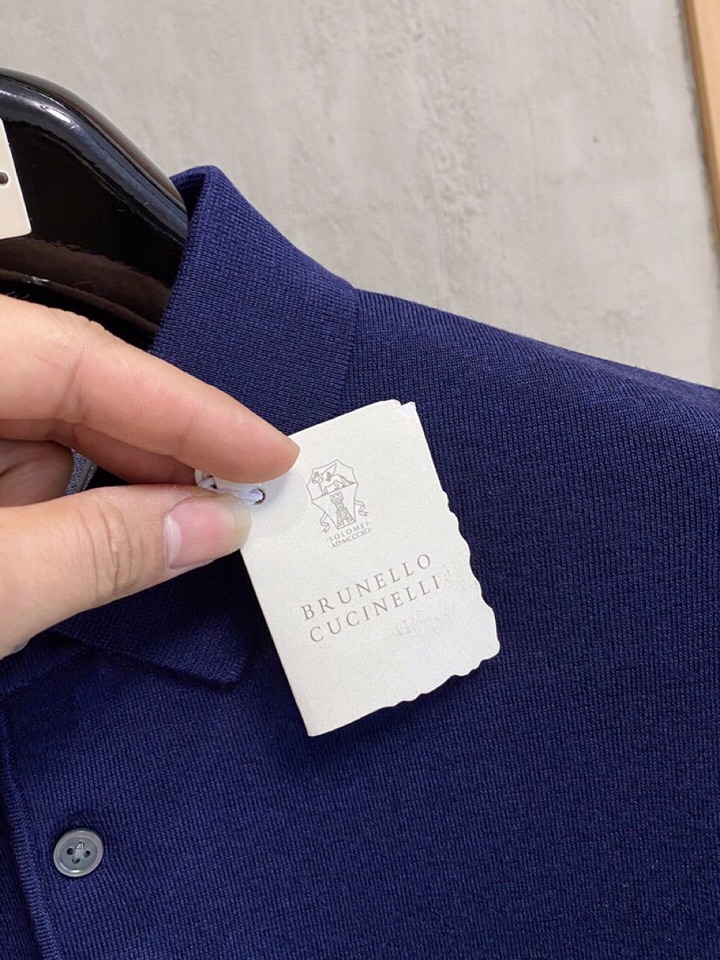 brunello Cucinelli bc家族男士高端简约短袖翻领T恤针织衫，经典王牌系列\n高端奢华且