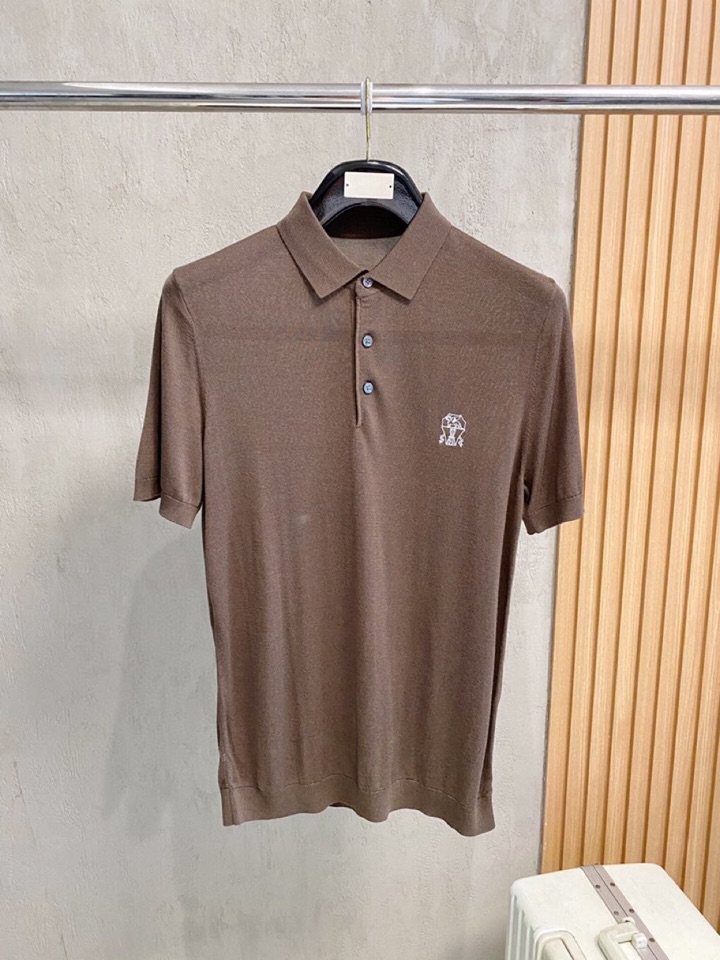 brunello Cucinelli bc家族男士高端简约短袖翻领T恤针织衫，经典王牌系列\n高端奢华且